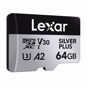 „Lexar High-Performance Silver Plus“ microSDXC atminties kortelė, 64 GB + adapteris