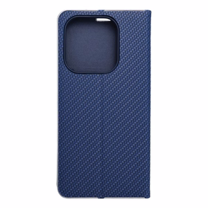 LUNA Book Carbon dėklas telefonui XIAOMI Redmi Note 14 4G (GLOBAL - 164,84mm x 78,15mm x 8,16mm) mėlynas