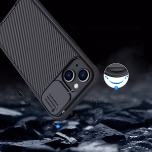 Nillkin CamShield Pro Magnetinis dėklas iPhone 14 Plus dėklas su kameros apsauga juodas (su MagSafe)