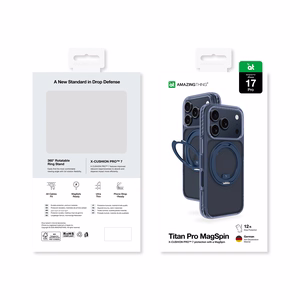 AmazingThing Titan Pro MagSpin dėklas telefonui iPhone 17 Pro, suderinamas su MagSafe – mėlynas
