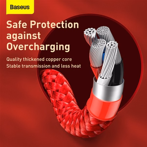 Baseus kabelis Tiger metai 3 viename - USB į Type C, Lightning, Micro USB - 3,5A 1,2 metrai (CASX010009) raudonas