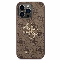 Guess GUHCP14X4GMGBR iPhone 14 Pro Max 6,7 kietas dėklas 4G Big Metal Logo - rudas