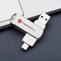FORCELL F-DATA USB atmintukas Metal Duo 64GB USB3.2 Gen 1 (USB A / Type C) sidabrinis