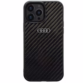 Audi Anglies pluošto iPhone 13 Pro Max 6.7" juodas/juodas kietas dėklas AU-TPUPCIP13PM-R8/D2-BK
