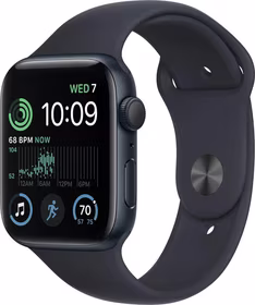 Apple Watch SE (2022) 44mm GPS Aluminum Case Black + sportinis dirželis Black Grade C
