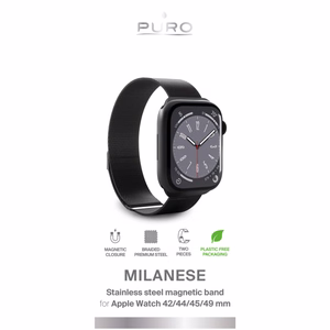 Ремешок Puro 'MILANESE' для Apple Watch 42-44-45-49 мм, чёрный