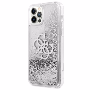 Guess GUHCP12LLG4GSI iPhone 12 Pro Max 6.7" sidabrinis/sidabrinis kietas dėklas 4G Didelis Skystas Blizgesys