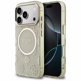Guess IML Peony Dot MagSafe Dėklas for iPhone 17 Pro - smėlinis