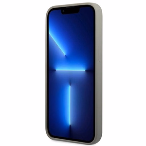 Guess GUHMP13LSPLG iPhone 13 Pro / 13 6.1" pilkas/pilkas kietas dėklas Silikoninis Logo Plate Magnetinis