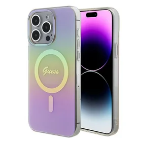 Guess GUHMP15XHITSP iPhone 15 Pro Max 6.7" rožinis/rožinis kietas dėklas IML Iridescent MagSafe