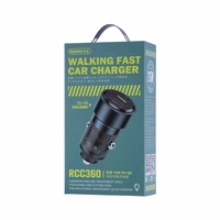 Automobilinis įkroviklis Remax RCC360 75W USB-C/USB-A juodas
