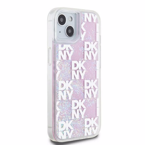 DKNY skystojo blizgučio daugiologo dėklas telefonui iPhone 15 / 14 / 13 - rožinis