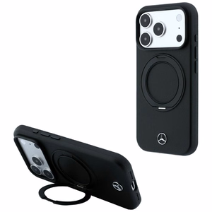 Mercedes MagSafe odinis dėklas su žiediniu stovu, skirtas iPhone 18 Pro / 17 Pro, juodas