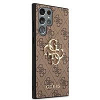 Guess 4G Big Metal Logo dėklas Samsung Galaxy S22 Ultra - rudas