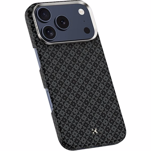 Juodas „Benks Magnetic Armor Air Armor Grid 600D“ kevlaro dėklas su metaliniu rėmeliu (C.K.FL.AP.BK.0072), skirtas iPhone 18 Pro / iPhone 17 Pro