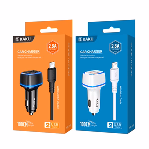 KAKU Automobilinis įkroviklis KSC-528 Shengyu - 2xUSB - 2,8A su USB į Micro USB juodas