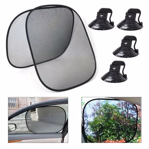 Car sun visor with suction cups for rear windows black