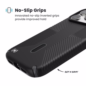 Speck Presidio2 Grip MagSafe with ClickLock dėklas, skirtas iPhone 17 Pro Max, „Black / Slate Grey“ spalvos