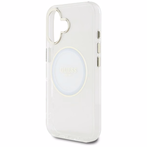 Guess IML Metal Colored Circle Classic Logo Magnetinis dėklas telefonui iPhone 16 - baltas