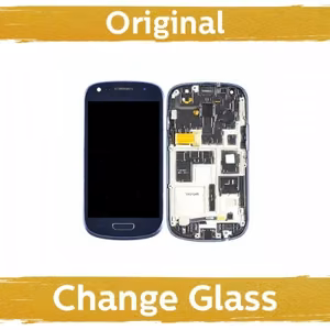 LCD Display Compatible With Samsung I8190 S3 Mini with Frame Blue (Renewed China)