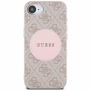 Guess 4G Circle Classic Logo Magnetinis dėklas telefonui iPhone 16e - rožinė