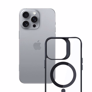 3mk Satino šarvuotas Magnetinis dėklas su MagSafe iPhone 16 Pro Max - skaidrus su juodu rėmeliu