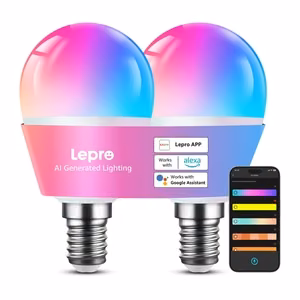 LEPRO BP1-2 E14 LED Bulb with Bluetooth and Wi-Fi, 470 lm, 2-pack