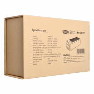 VEGER Išorinė baterija 50000 mAh PD QC3.0 5A 22,5W Tank Lite (W5001) juoda