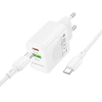 Įkroviklis Borofone BN27 20W USB-C/USB-A + USB-C to USB-C cable 1.0m baltas