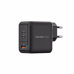 Nuostabus daiktas Sieninis įkroviklis "Thunder Pro GaN EUTH66W" - USB + 2xType C - PD 66W juodas