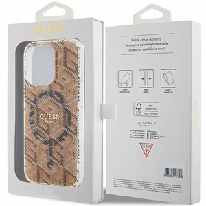 Guess IML GCube Magnetinis dėklas iPhone 15 Pro - rudas