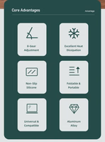 Sulankstomas nešiojamo kompiuterio stovas Awei X26 sidabrinis