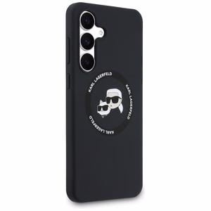 Karl Lagerfeld Silicone Karl & Choupette Heads MagSafe deklas Samsung Galaxy S25 FE - juodas
