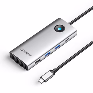 Orico PW11 8in1 USB-C Docking Station 2x USB-A 3.0 1x USB-A 2.0 1x USB-C 3.0 1x USB-C PD 100W 1x HDMI 4K 60Hz 1x VGA 1080P 60Hz 1x RJ45 Gigabit Ethernet - Silver