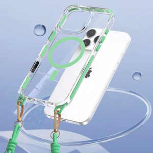 Tel Protect Strap skaidrus dėklas Iphone 13/14 telefonui, žalias