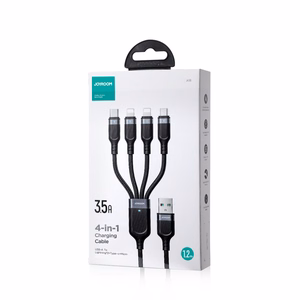 Joyroom Multi-Use Series S-A18 4in1 USB-A - USB-C / Lightning / Lightning / micro USB kabelis 1.2m – juodas