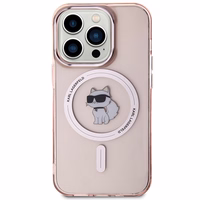 Karl Lagerfeld IML Choupette Magnetinis dėklas telefonui iPhone 15 Pro Max - rožinė