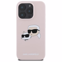 Karl Lagerfeld silikoninis Magnetinis dėklas telefonui iPhone 16 Pro su Nauble galvų atvaizdais - rožinė