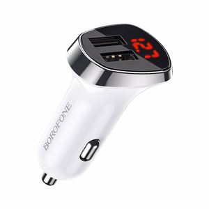 Borofone automobilinis įkroviklis BZ15 Auspicious - 2xUSB - 2,4A su USB to MicroUSB kabeliu baltas