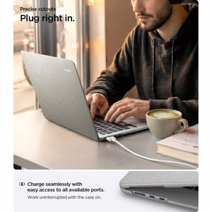 Spigen Urban Fit dėklas, skirtas MacBook Air 13" 2023 / 2024 / 2025 / 2026 – pilkas