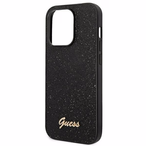 Guess Glitter Script dėklas telefonui iPhone 14 Pro - juodas