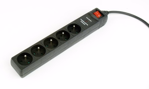 Gembird Surge protector, 5 French sockets, 3 m, black