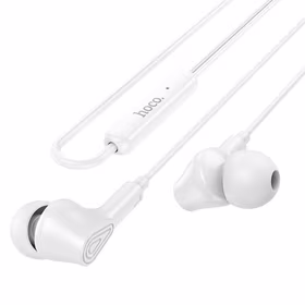 HOCO kabelinės ausinės Jack 3,5 mm su mikrofonu M102 balta