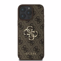 Guess 4G Didelio Logotipo dėklas iPhone 16 Pro Max - ruda