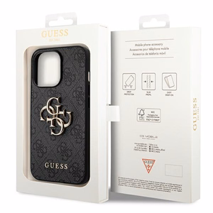 Guess 4G Big Metal Logo dėklas telefonui iPhone 14 Pro Max - pilkas