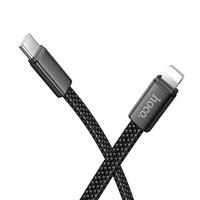 Plokščias kabelis USB C į USB C Hoco 3A 60W 1 m X125 juodas