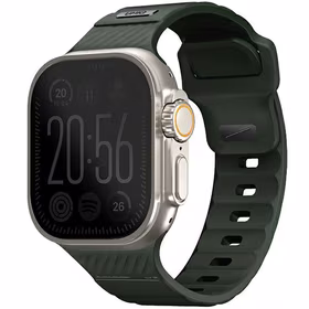 UNIQ dirželis Stride Apple Watch Series 1/2/3/4/5/6/7/8/9/SE/SE2/Ultra/Ultra 2 42/44/45/49mm FKM guminis tamsiai žalias