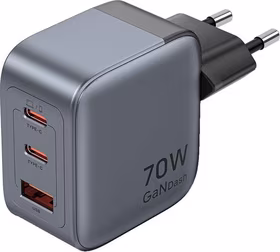 Vention 70 W GaN PD įkroviklis 1x USB-A 2x USB-C BK
