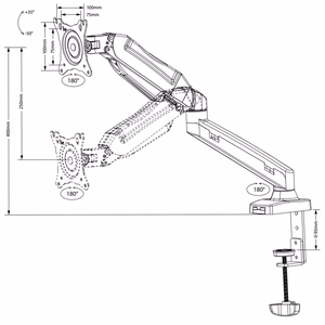 Maclean MC-860 monitoriaus laikiklis arba stovas 68,6 cm (27") Juoda Stalas