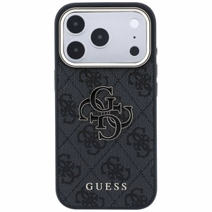 GUESS GUE005481 (PU FW Resin Logo) dėklas, skirtas iPhone 18 Pro / 17 Pro, spalva – juoda